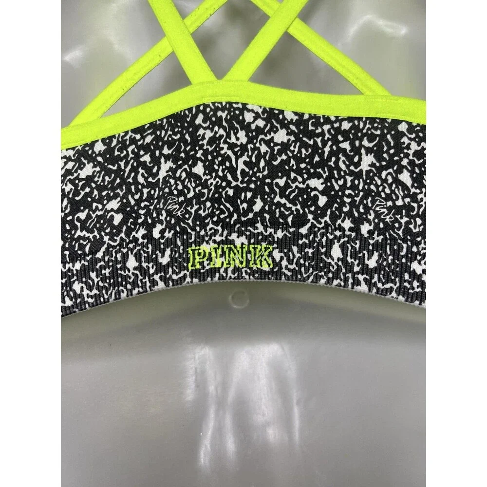 PINK Victoria's Secret Sports Bra Womens XS Multicolor Neon Push Up Crossback